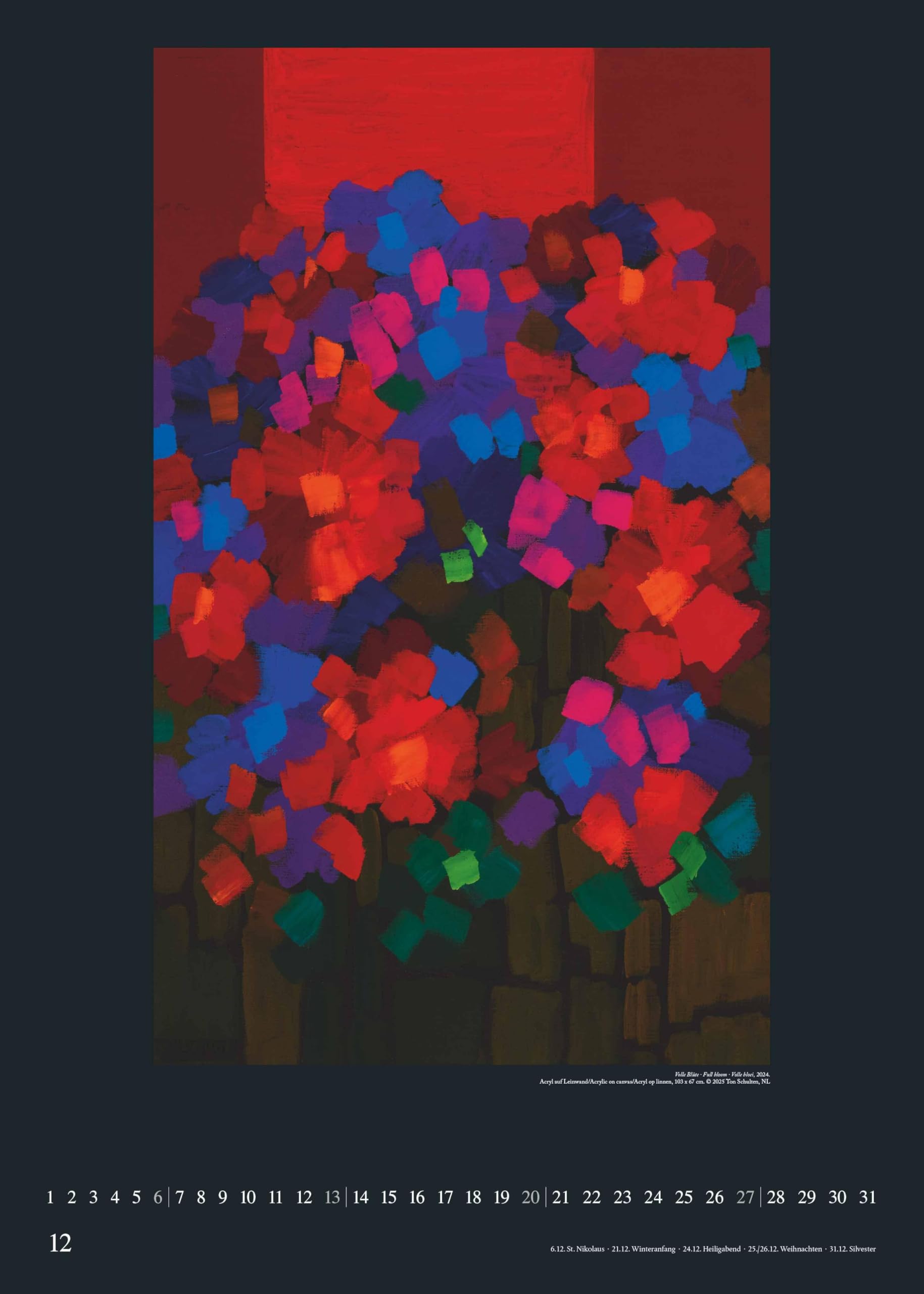 DUMONT - Ton Schulten 2026 – Kunst-Poster-Kalender 50 x 70 cm, Wandkalender mit farbenstarken Landschaftsmosaiken für Kunstliebhaber