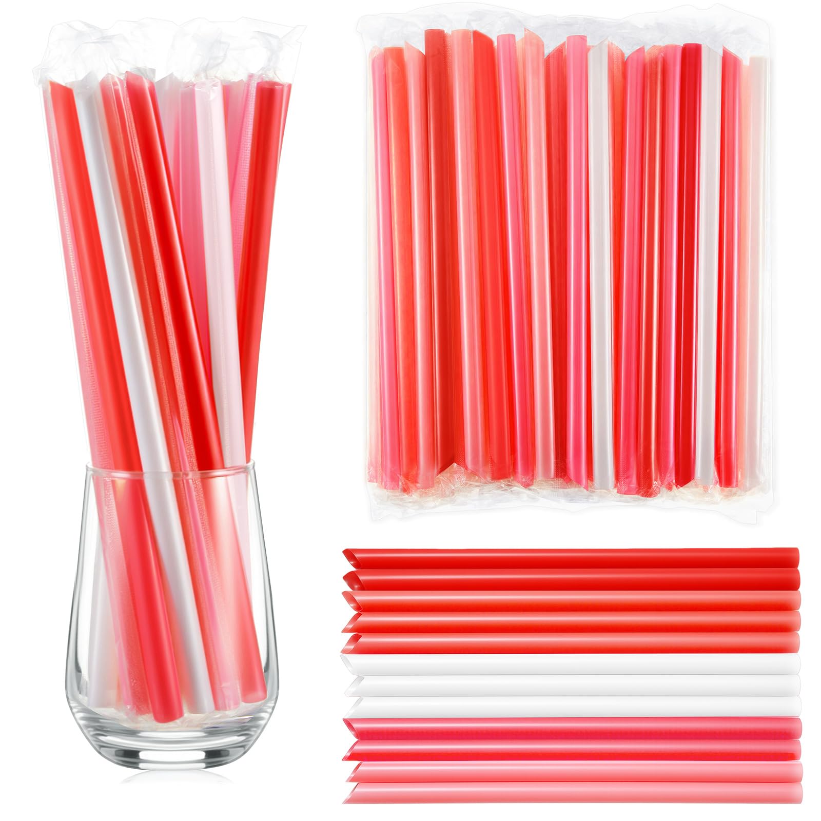 Tessco for You 600 Pcs 9.84 Inch Boba Straws 10mm Wide Red