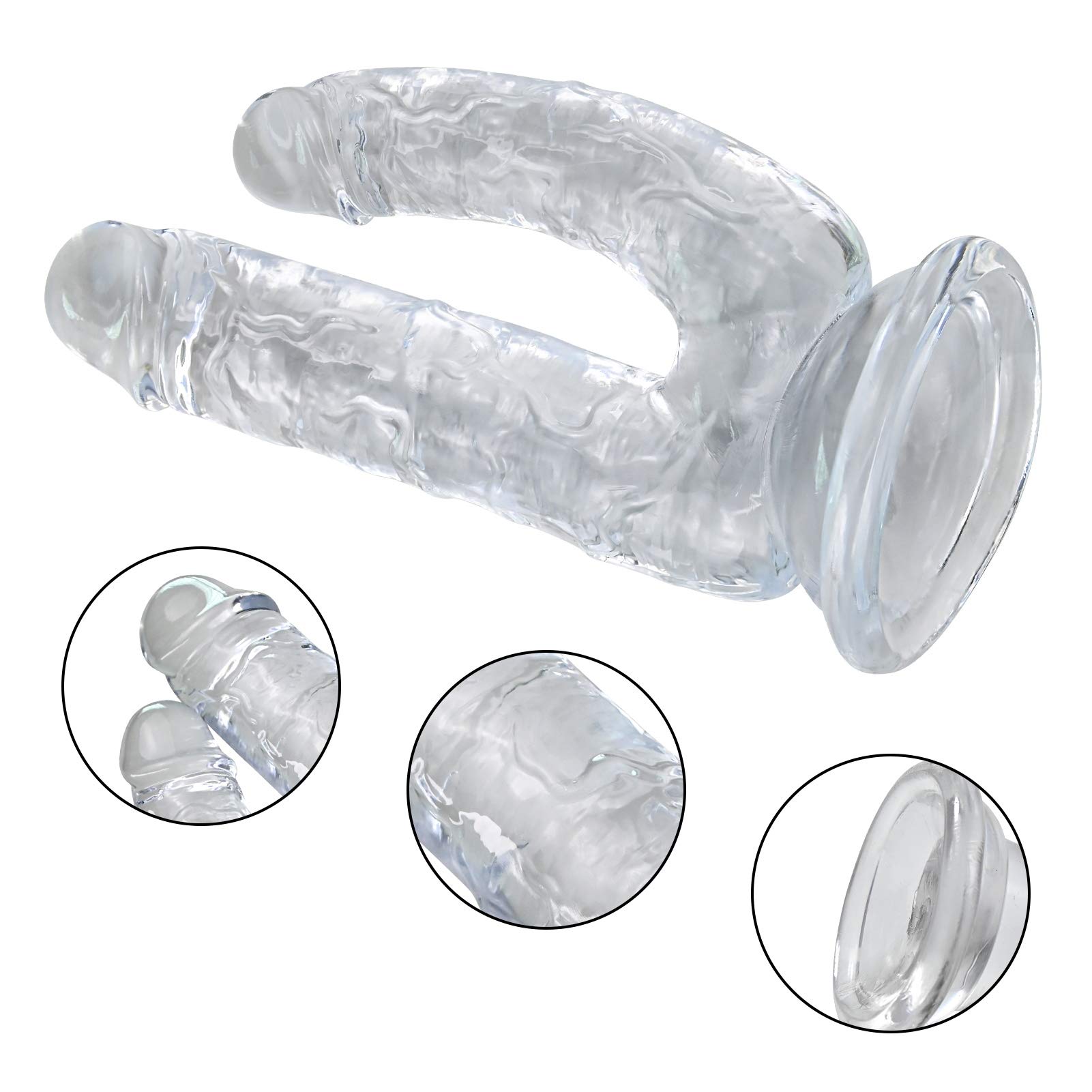 Doppia Testa Dildo Realistico Ano Vaginale Doppia Stimolazione Pene Trasparente Con Forte Ventosa Glande E Vene Texture Per Donne Uomini G-spot P-Spot Masturbazione Giocattolo Per Adulti