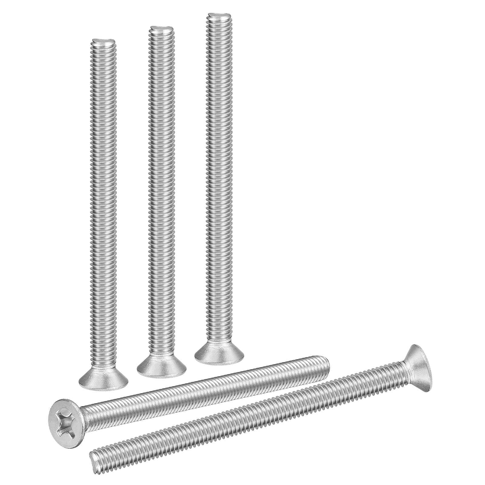DTGN M6-1x80 Flat Head Machine Screws - 10pcs - Good for Furniture and Machinery - 304 Stainless Steel Phillips Countersunk Machine Screws Bolts - Silver