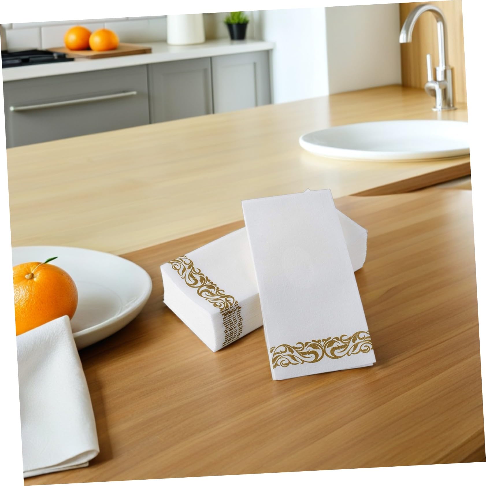 75 piezas Servilletas de Papel Decorativas Diseño Europeo Plegadas para Cenas Bodas y Uso Hogar y Restaurante