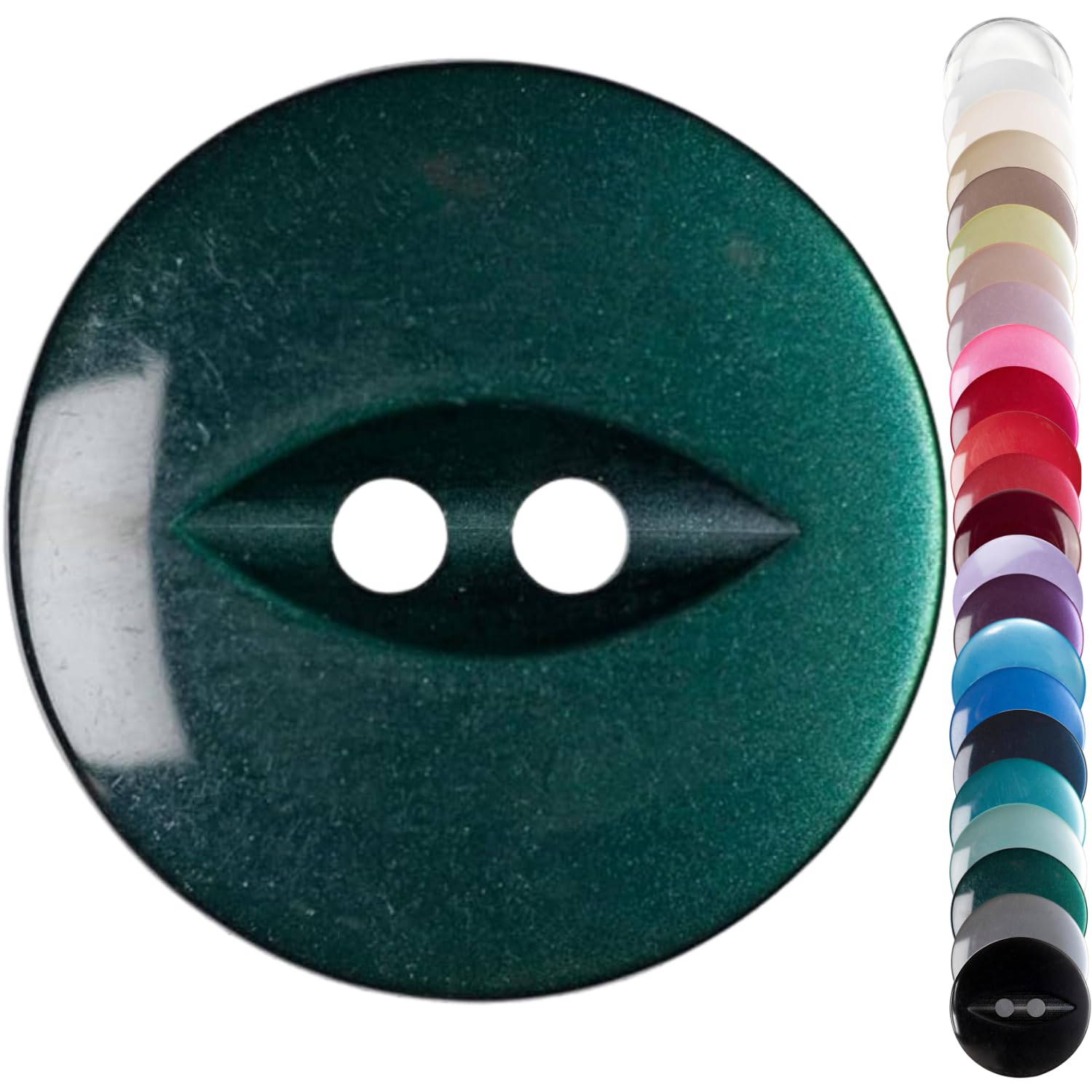 Dark Green Knitwear Cardigan Buttons, 16mm Fish Eye, Pack of 10 Matching