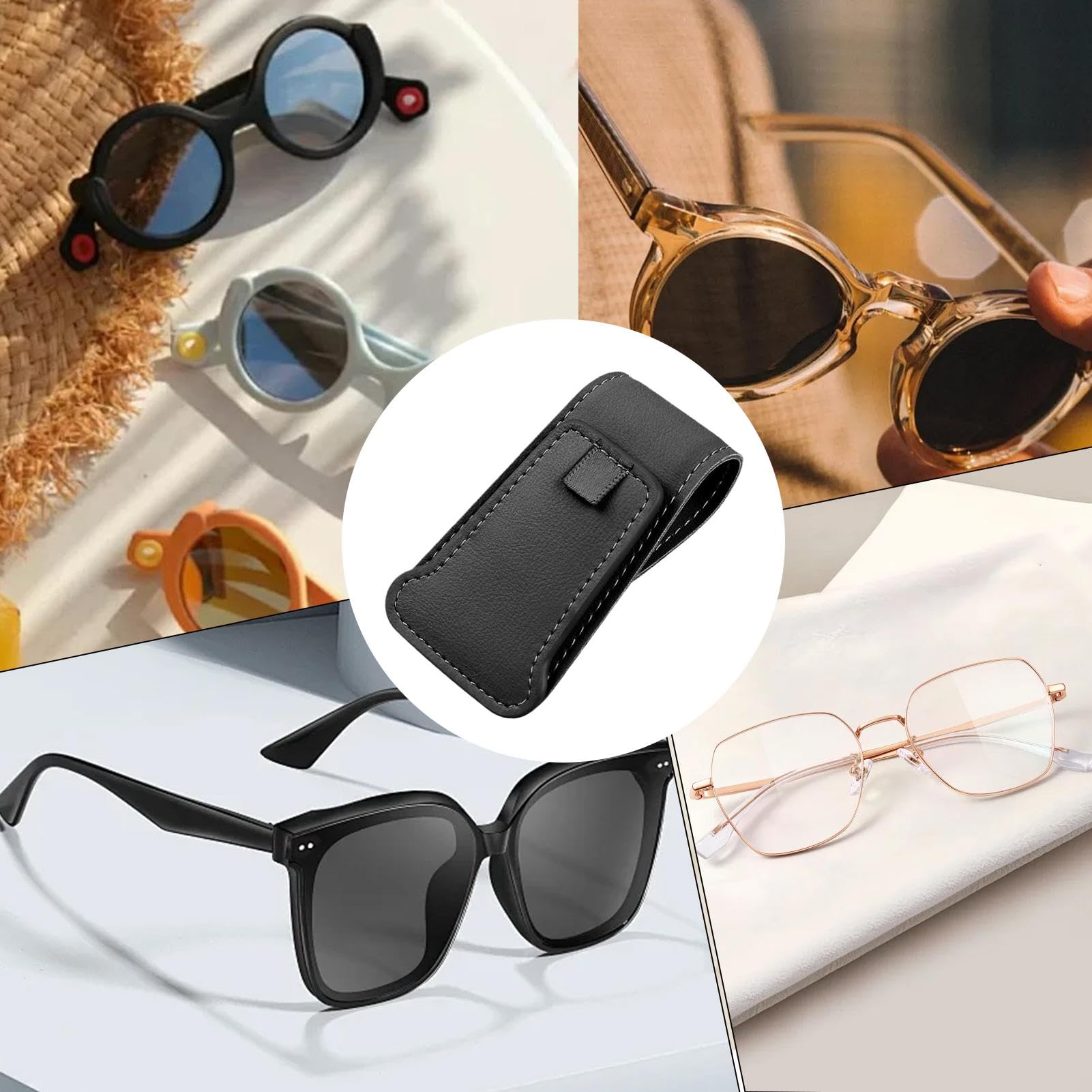 Car Glasses Holder, Leather Visor Clip Organizer, 8.5x4.8x2.7cm, Multifunctional Card Storage Rack, Sunglasses Ticket Holder, Compact Storage for Pens, Bills, Small Items