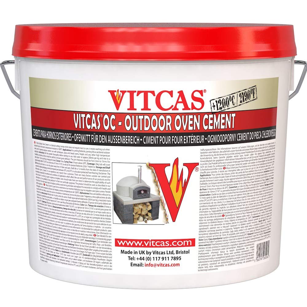 VITCAS 10kg OC-Outdoor Oven Cement – High-Temperature Heat Resistant Fireproof Mortar for Wood-Fired Pizza Ovens, Chimneys, and Barbecue Pits