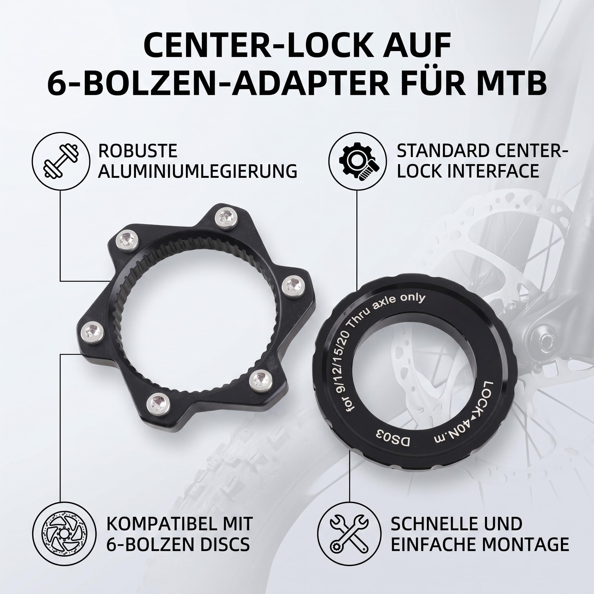 Tarcza hamulcowa Centerlock, adapter Center Lock rowerowy do 6 otworów adapter montażowy do hamulca tarczowego, piasta wzmacniająca, część rowerowa