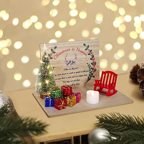 Miniatura 6 de Adorno de silla de Navidad en el cielo, adornos conmemorativos de Navidad con portavelas, silla de mecedora conmemorativa, regalo conmemorativo de