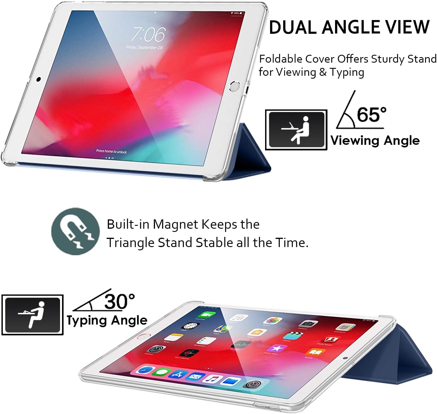 DuraSafe Cases for iPad 10th Gen 10.9" 2022 Cover A2696 A2757 A2777 MPQ13LL/A MPQ33LL/A MPQ03LL/A MPQ23LL/A MPQ93LL/A MPQC3LL/A MPQ83LL/A MPQA3LL/A MQ6K3LL/A MQ6M3LL/A MQ6J3LL/A MQ6U3LL/A Navy Blue