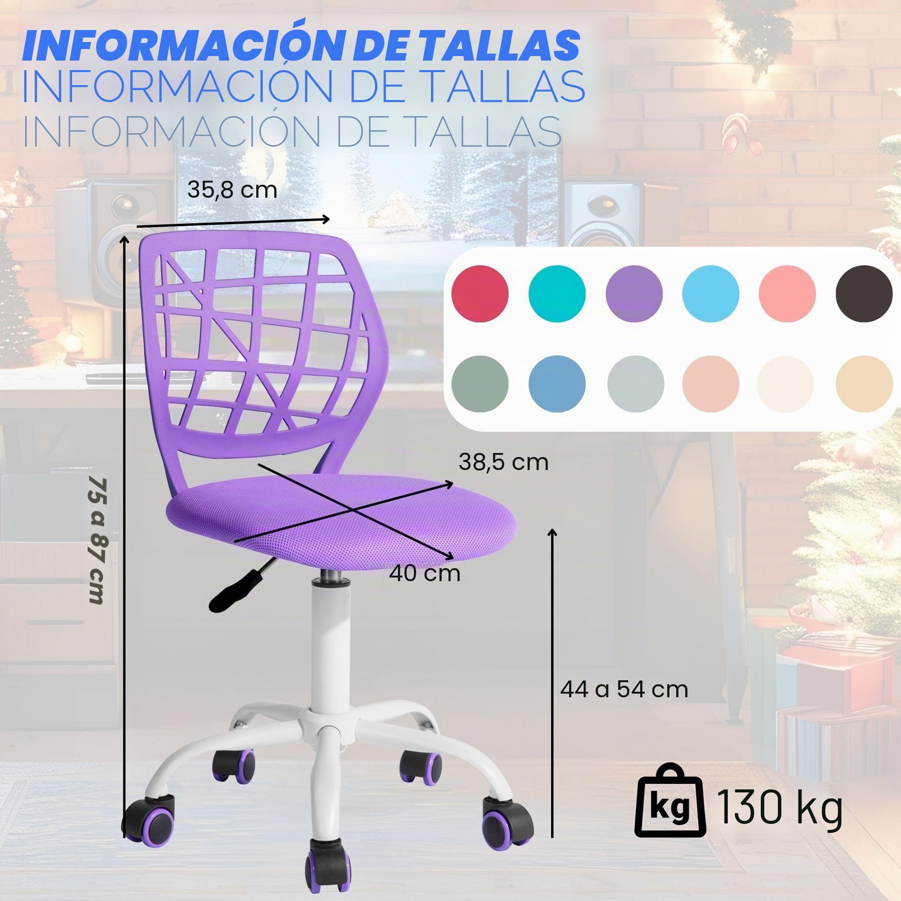 FurnitureR Silla de Escritorio, Moderno diseño Ajustable, para Ordenador, giratoria, sin reposabrazos, para habitación de los niños, Trabajo en casa, Oficina, Tejido, Morandi, Aguamarina