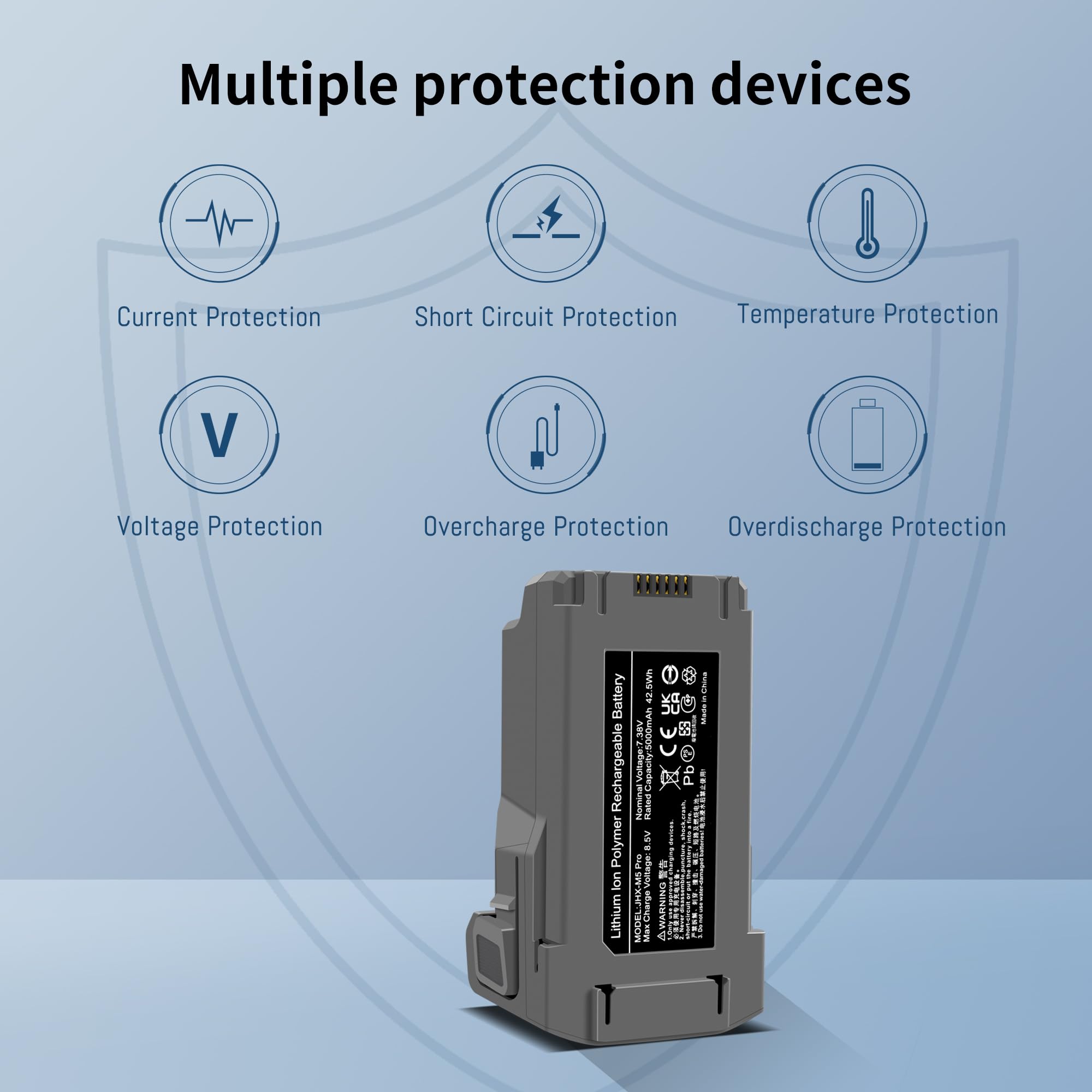 Batteria di ricambio da 5000 mAh Flight Plus compatibile per DJI Mini 5 Pro 5000 mAh 47 minuti di volo aggiornamento batterie 2026, temperatura di ricarica da 41° a 104 ° F