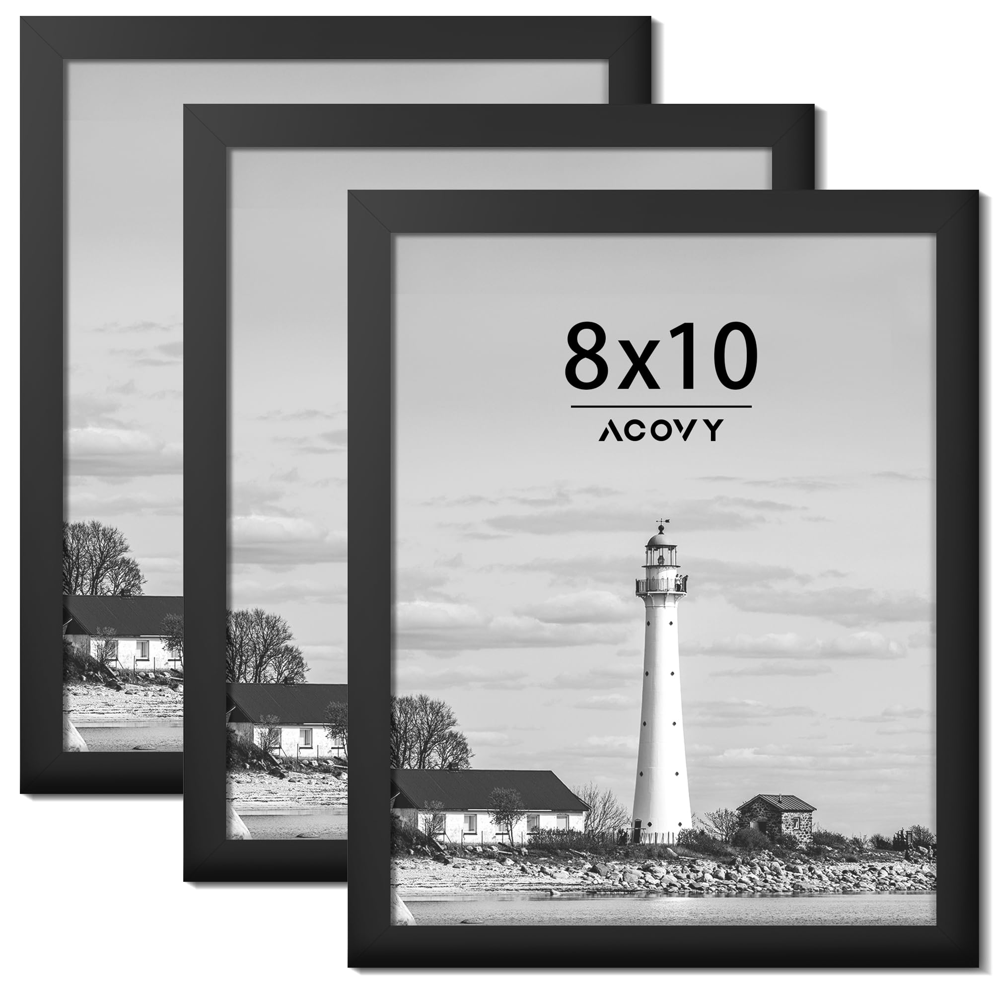 Acovy 8x10 Picture Frame, 8 x 10 Photo Frame with High Definition Plexiglass,8"x10" Frame for Photos, Posters & Art Prints, Black Picture Frame for