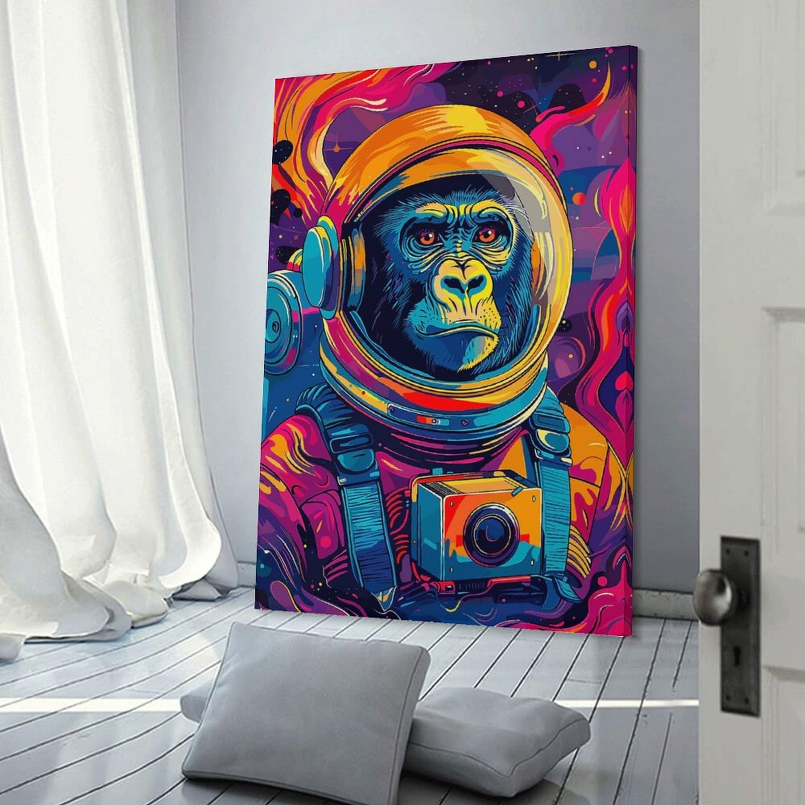 Junmoney Astronaut Gorilla Space Canvas Wall Decor 20x30inch(50x75cm), for Lounge, Bedroom Or Personal Spaces, A Wall Art Gift for Fresh Interiors