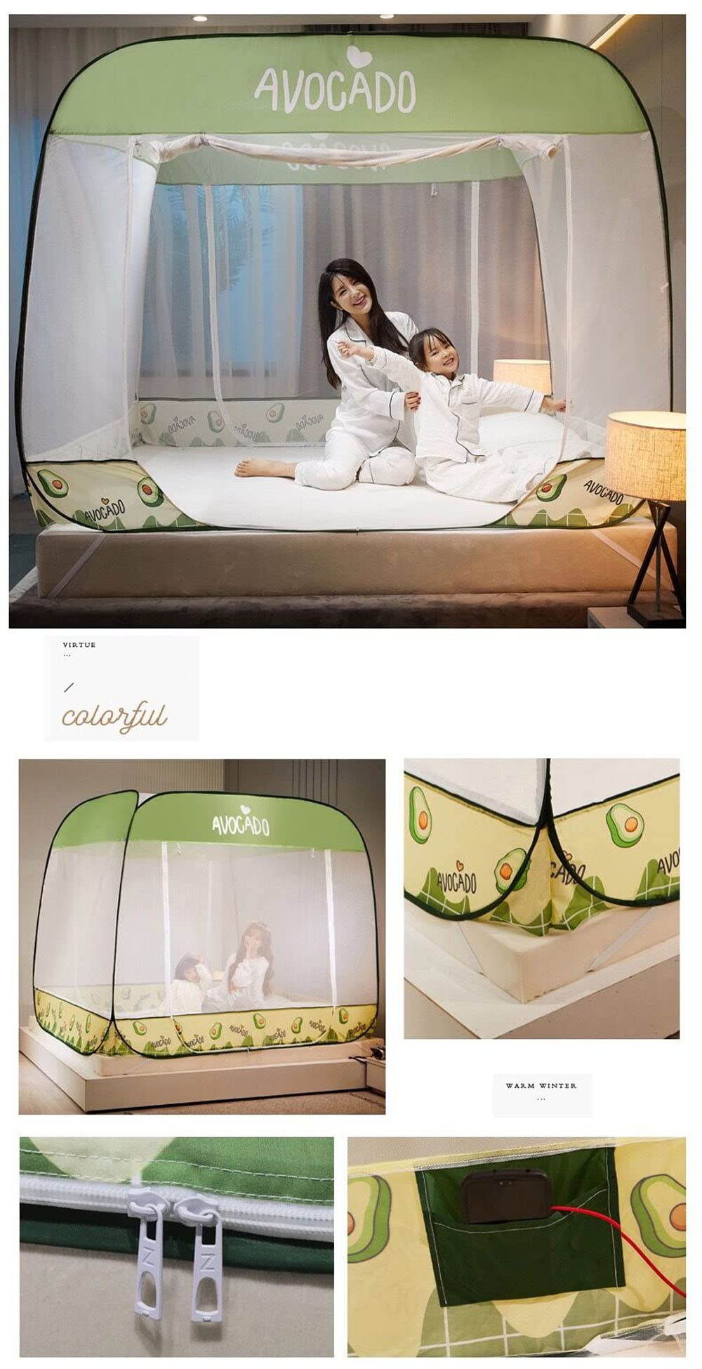 Moskitiera typu pop-up, ochrona przed owadami, przenośna moskitiera podróżna, składana zasłona kempingowa z podwójnymi drzwiami, 1,2 x 2 m, 1