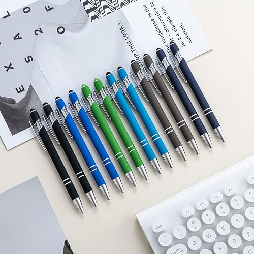 Miniatura 2 de PASISIBICK Bolígrafo de 12 piezas con punta de lápiz capacitivo, 2 en 1, lápiz capacitivo de metal de alta calidad para pantallas táctiles, tinta