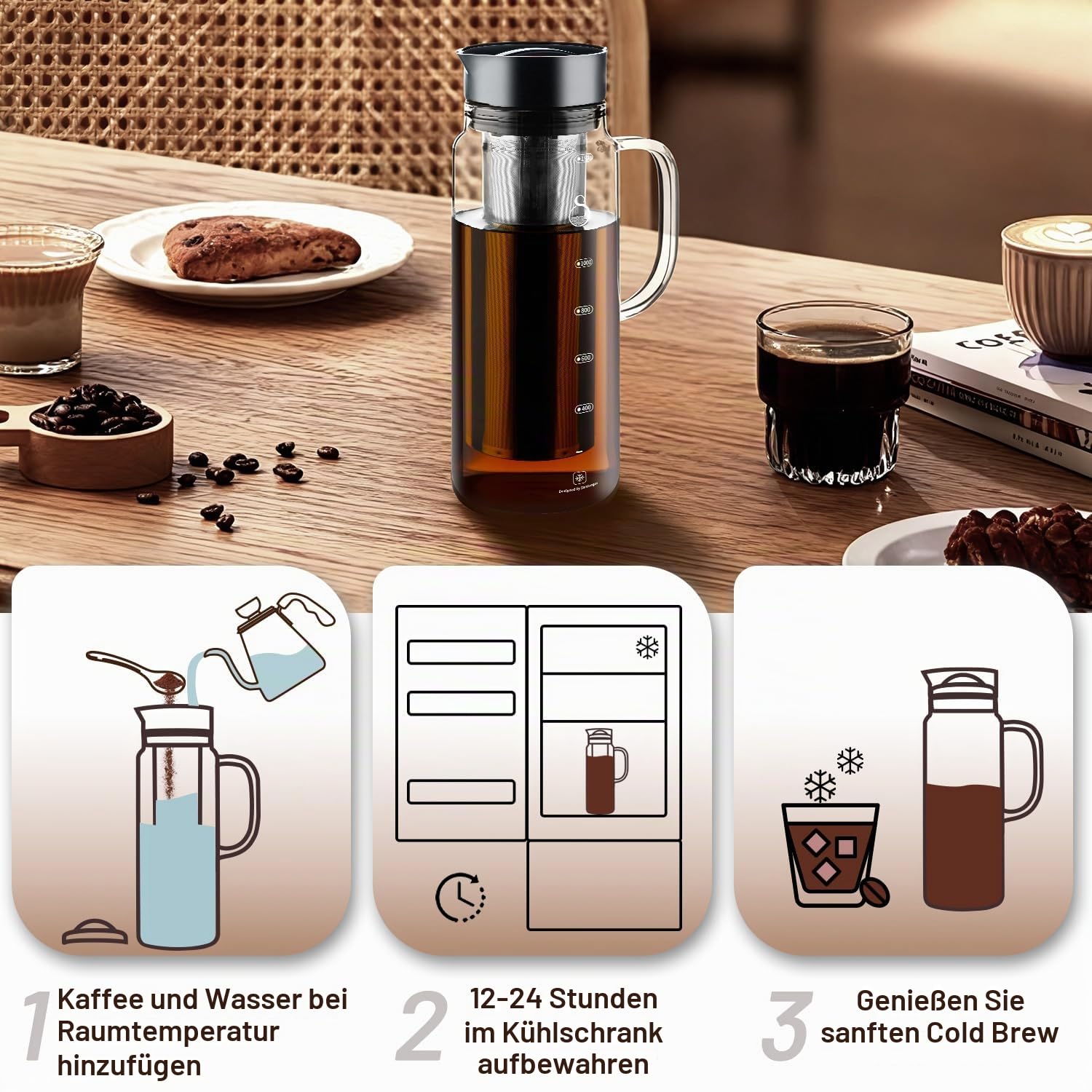 SAMBANGAN Cold Brew Kaffeebereiter, Coffee Maker Kalter Kaffee Kaffeemaschine