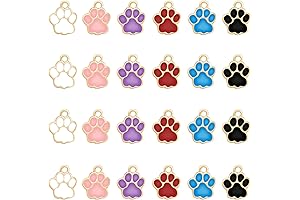 Colorful Enamel Dog Paw Prints Charm
