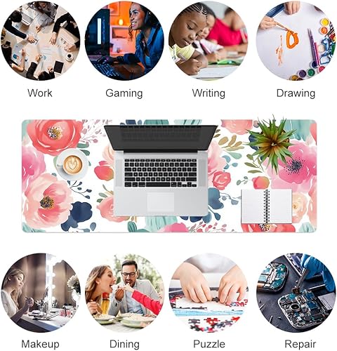 Vista 133 de Colorful Star Alfombrilla grande para mouse, botánica abstracta impermeable, alfombrilla de mouse para juegos de computadora, alfombrilla de mouse