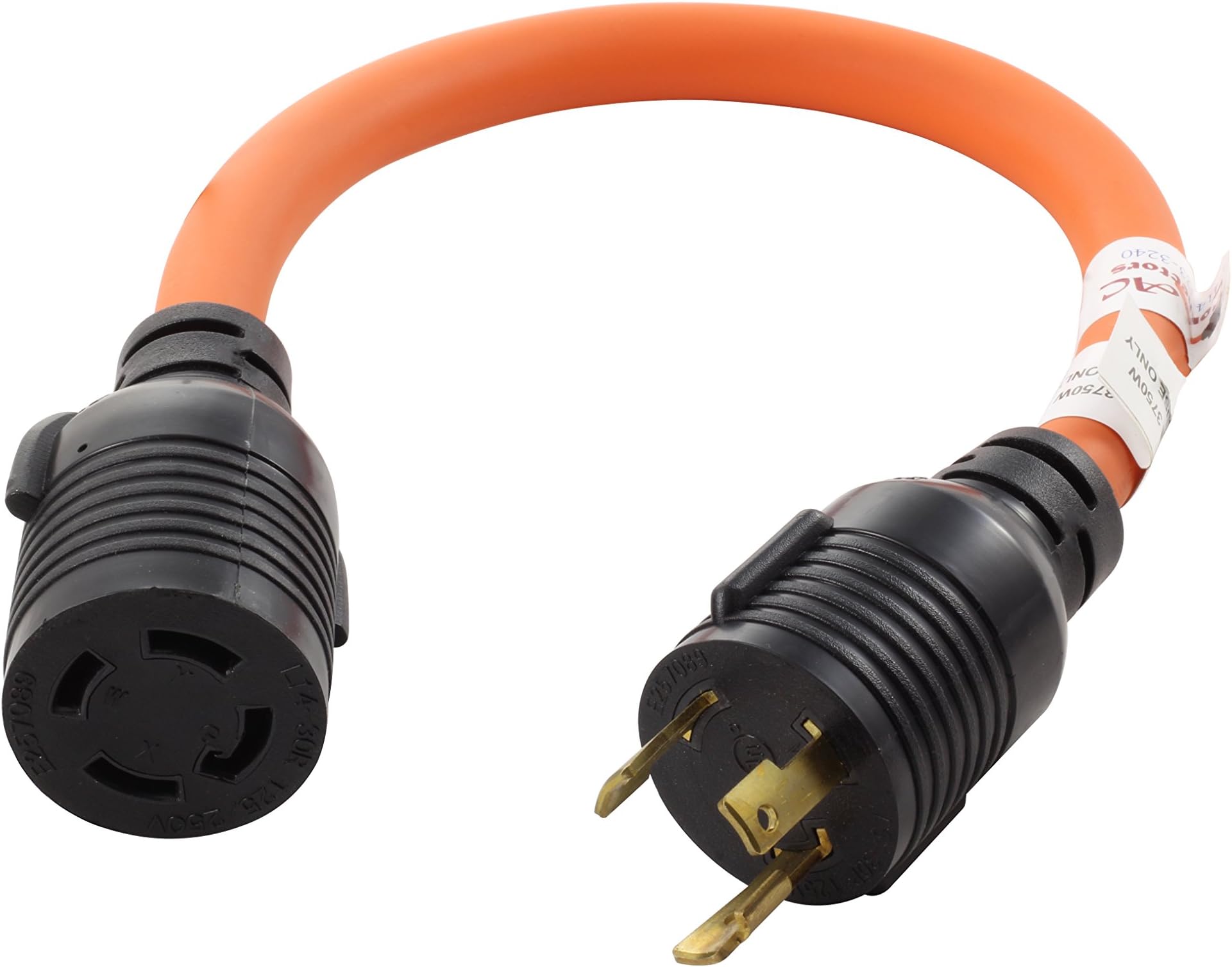 AC WORKS Generator to Transfer Switch L14-30 Inlet Box Adapter (L5-30 30Amp 3-Prong to L14-30-Flexible)