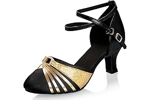 1920s Womens Latin Dance Shoes Heeled Ballroom Salsa Tango Party Sequin Dance Shoes