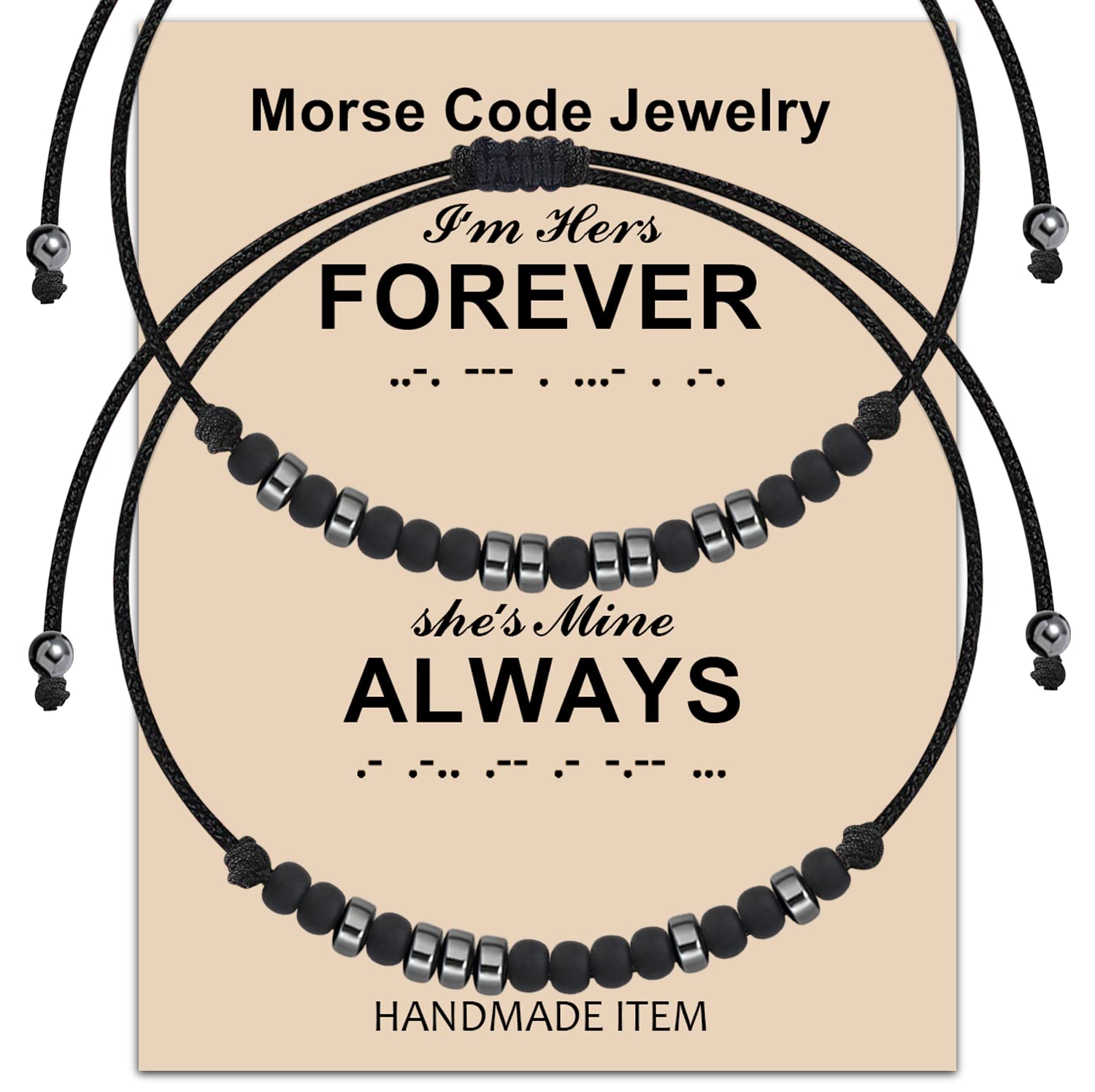 MAOFAED Couple Gift Morse Code Bracelet I’m Her Forever She’s Mine Always Morse Code Jewelry Best Friend Gift