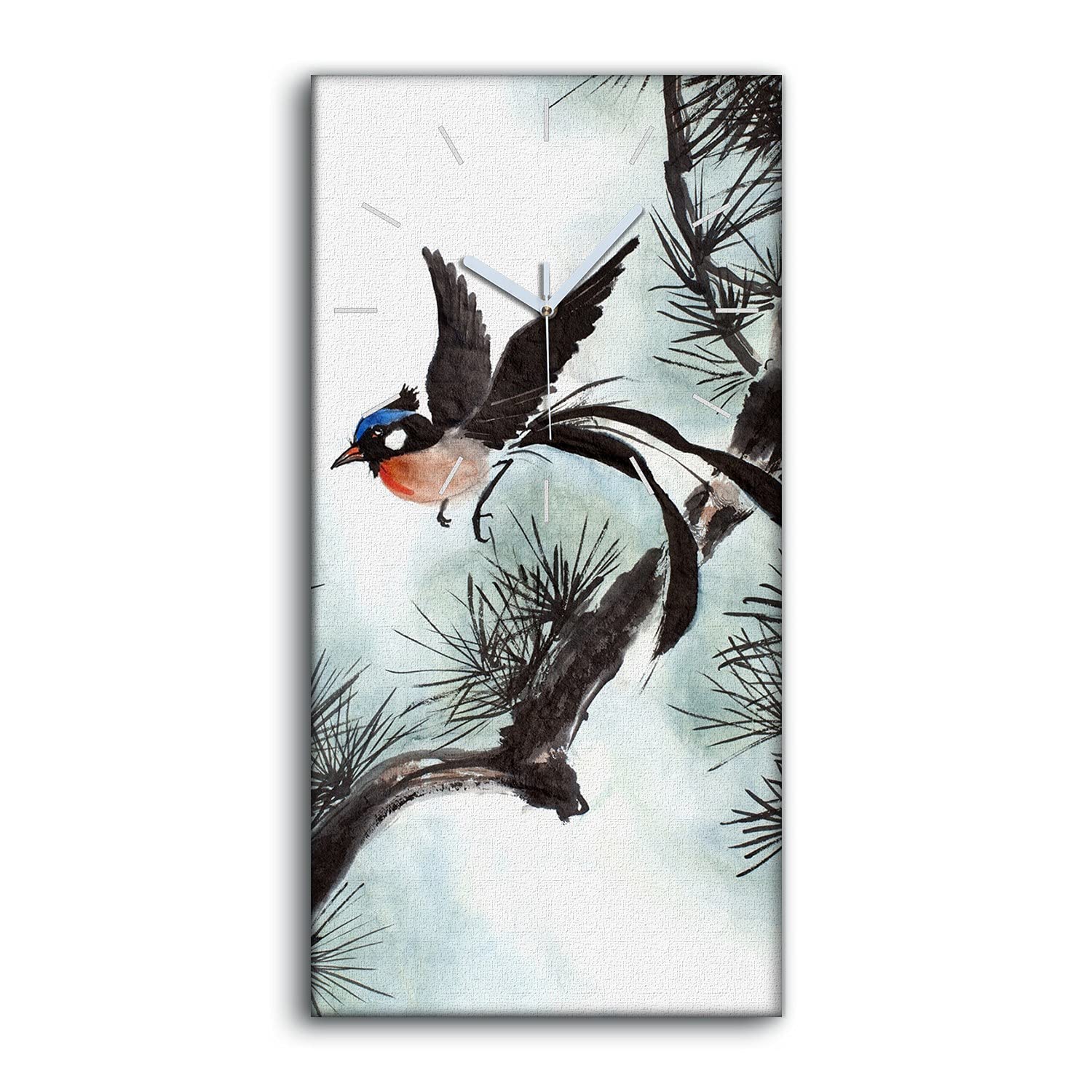 Horloge sur Toile Branche d'oiseau Silencieuse pour une Décoration de Salon Apaisante