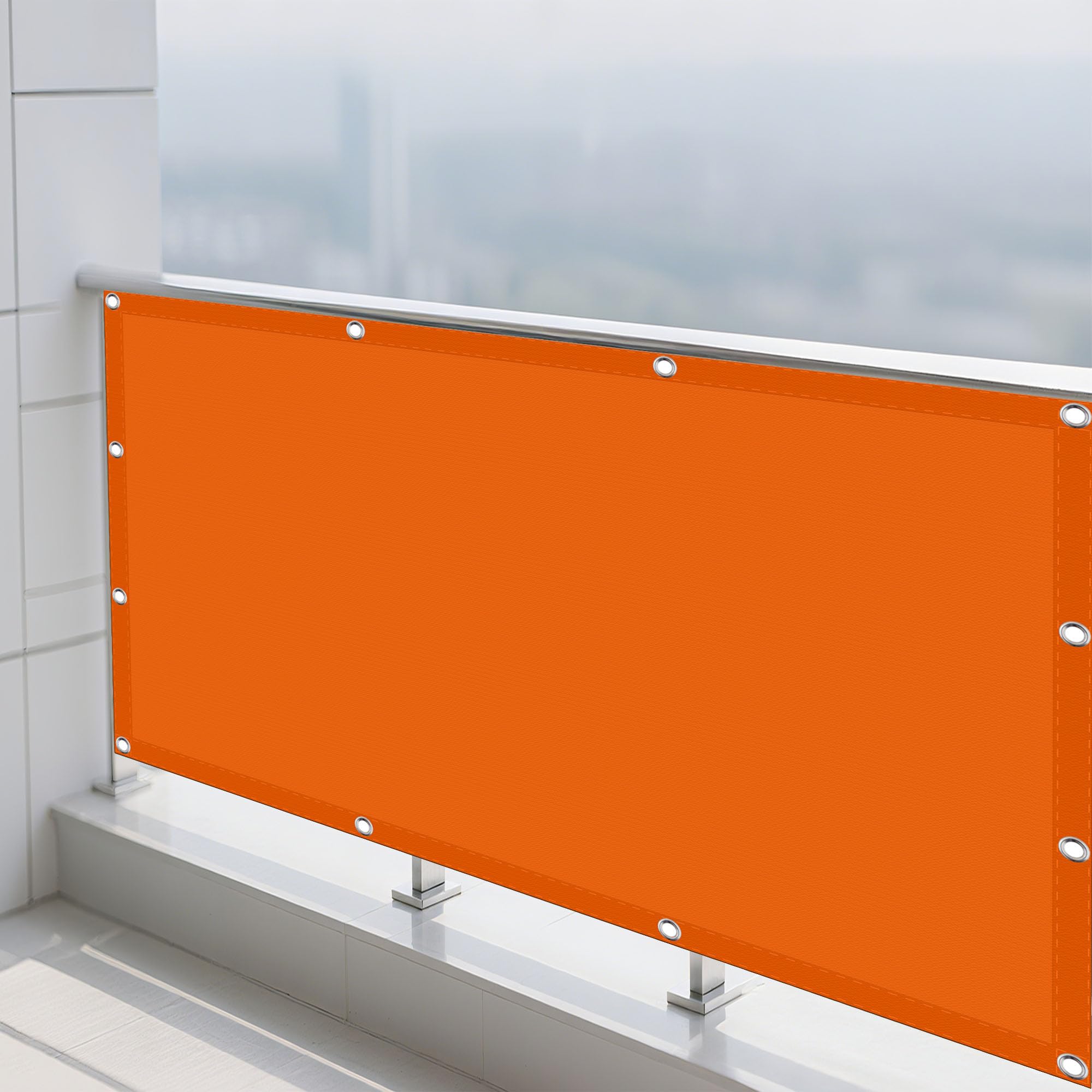 Voile d'ombrage 4 x 6.5 m rectangulaire orange avec protection UV pour jardin et terrasse