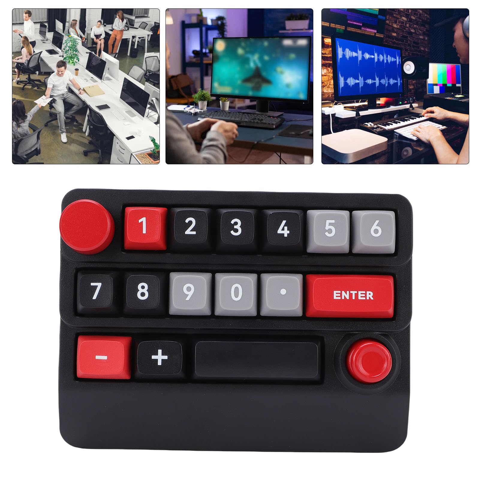 Pavé Numérique Mécanique, Clavier Macro Programmable sans Fil 2,4 G Bluetooth Filaire Type C RVB rétroéclairé, pavé Numérique échangeable à Chaud, Clavier Rechargeable, (Noir Rouge)