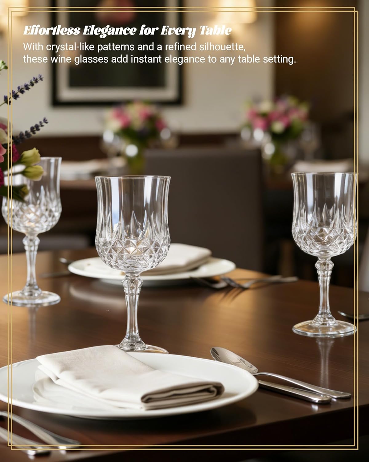 Plastic Wine Glasses Set, 7oz Vintage Goblets Shatterproof Unbreakable Reusable & Disposable, Drinking Glasses with Stem, for Wedding Outdoor Dinner Easter Party (48pcs, Clear)