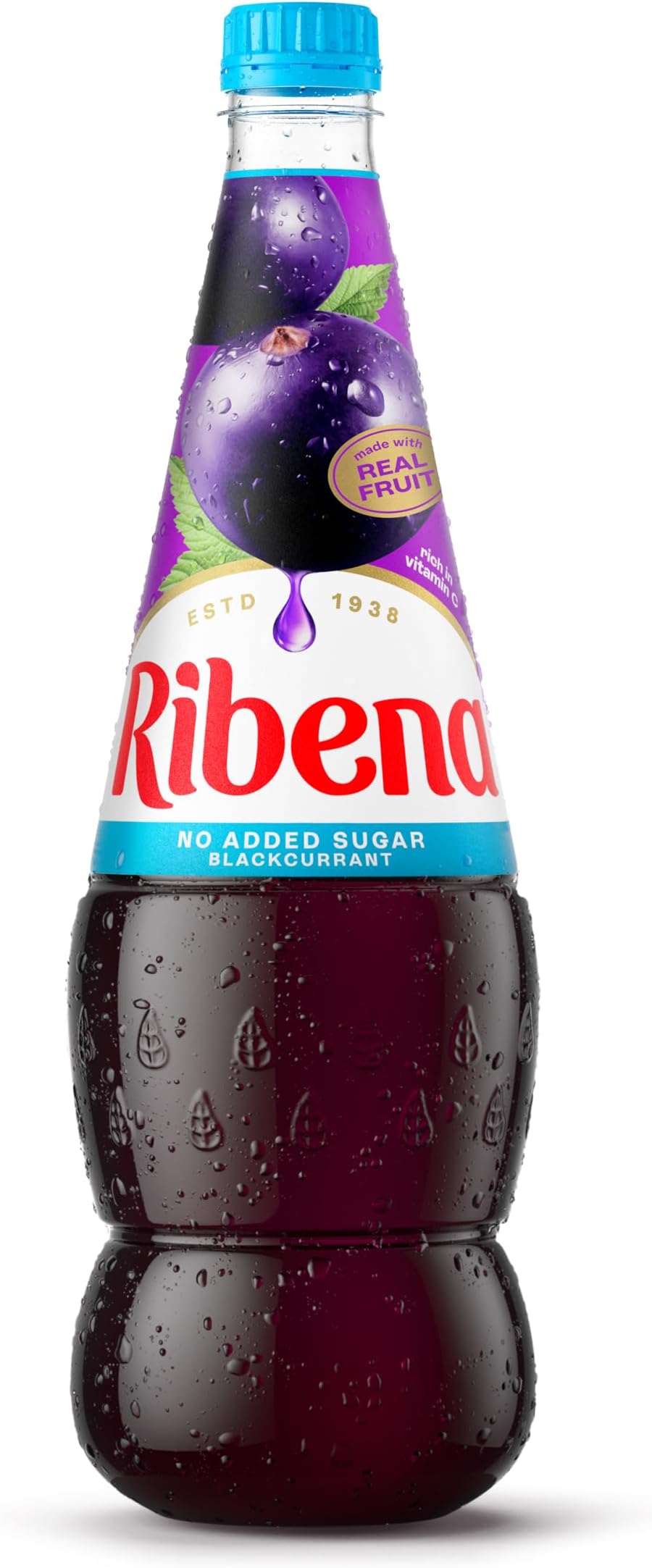 Ribena Blackcurrant Squash No Added Sugar 1.5L – Real British Blackcurrants | Rich in Vitamin C | No Artificial Colours or Flavours | 100% Recycled Plastic Bottle