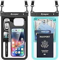 Vista 1 de Paquete de 2 bolsas impermeables para teléfono, funda impermeable de 10 pulgadas con cordón, IPX8, bolsa seca para teléfono celular, artículos