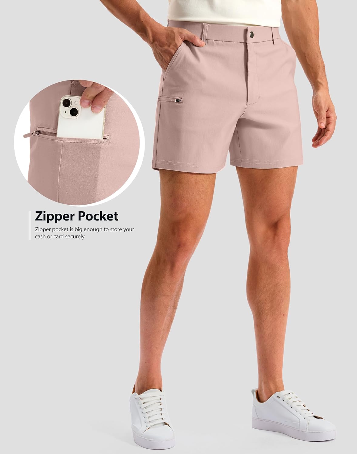 Pudolla Men's Casual Shorts 7/9 Inch Golf Shorts Stretch Dress Work Shorts for Men with 4 Pockets Quick Dry Lightweight