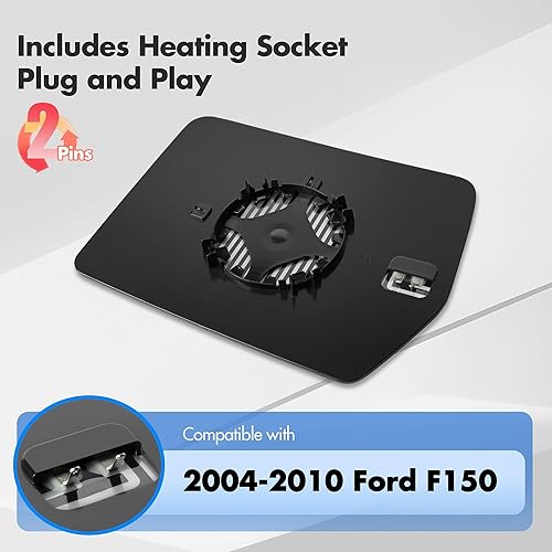 Miniatura 2 de SNEMEEY Espejo lateral del pasajero de repuesto para Ford F150 2004 2005 2006 2007 2008 2009 2010, espejo retrovisor convexo calefactado derecho con