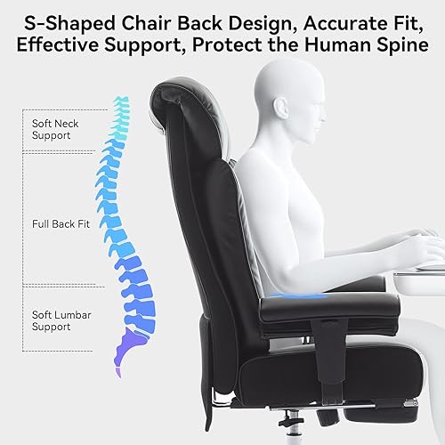 Miniatura 9 de Efomao - Silla ejecutiva de escritorio para oficina, con reposapiés, soporte lumbar y capacidad de carga hasta 450 libras, silla de computadora