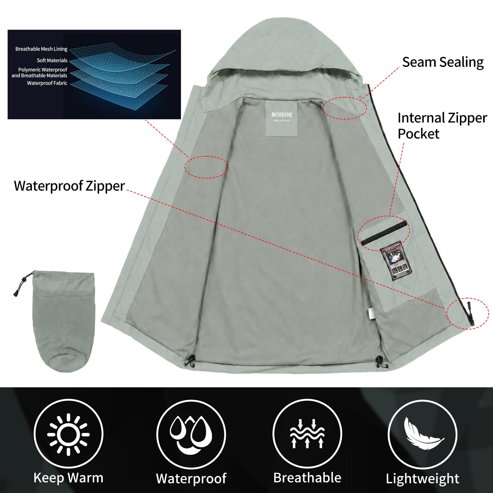 Impermeable Femme Imperméable Extérieur Haut de Gamme Coupe Vent Femme avec Capuche Veste Imperméable Femme pour la randonnée et le camping