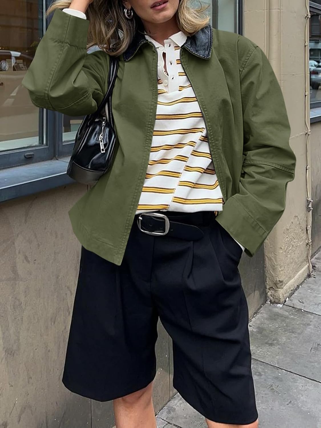 Cicy Bell Womens Barn Jackets Casual Zip Up Cotton Canvas Oversized Lightweight Coats Winter Spring Outfits - Image 3