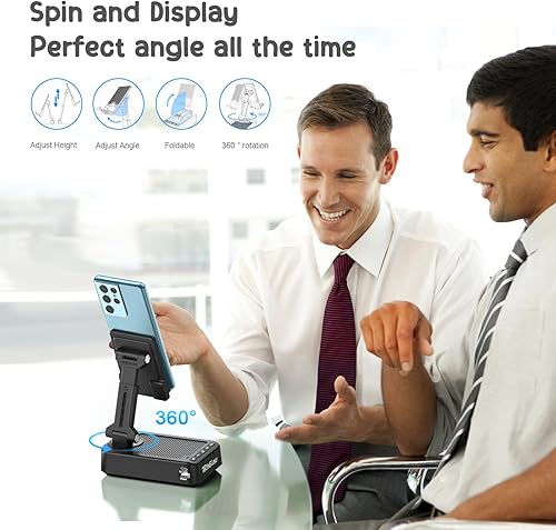 Miniatura 3 de TechGlow Soporte plegable para teléfono celular con función de carga de altavoz Bluetooth, soporte giratorio de 360, regalos de cumpleaños para