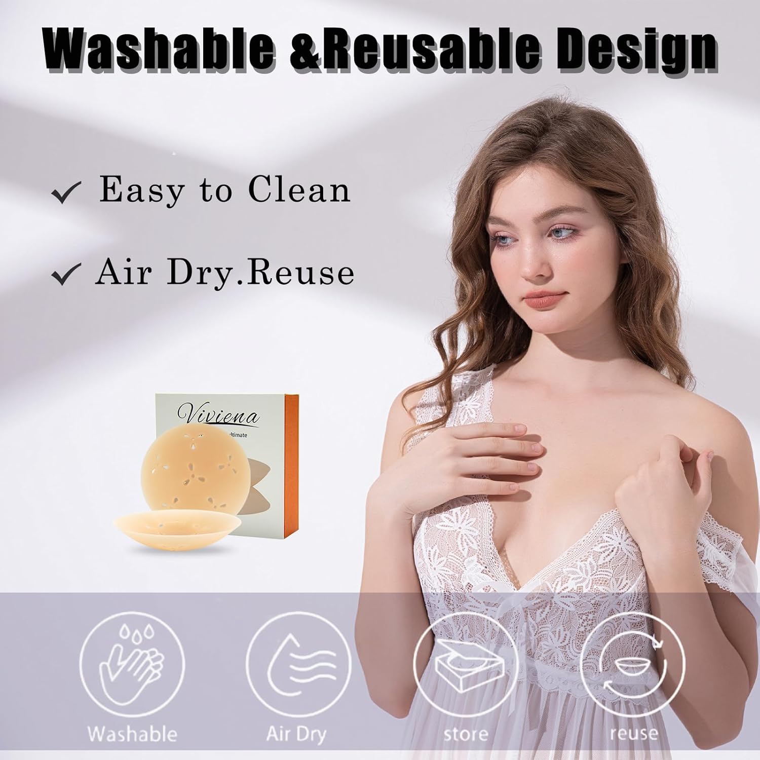 Viviena Nipple Covers for Women Reusable Silicone 3 Pairs Silicone Pasties, Breathable Sweatproof, with Portable Travel Case - Image 7