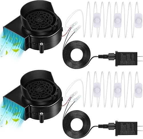 Hiboom Paquete de 2 ventiladores inflables de repuesto, salida de 0.5 A, soplador de aire inflable con 3 LED para inflables de soplado de aire para