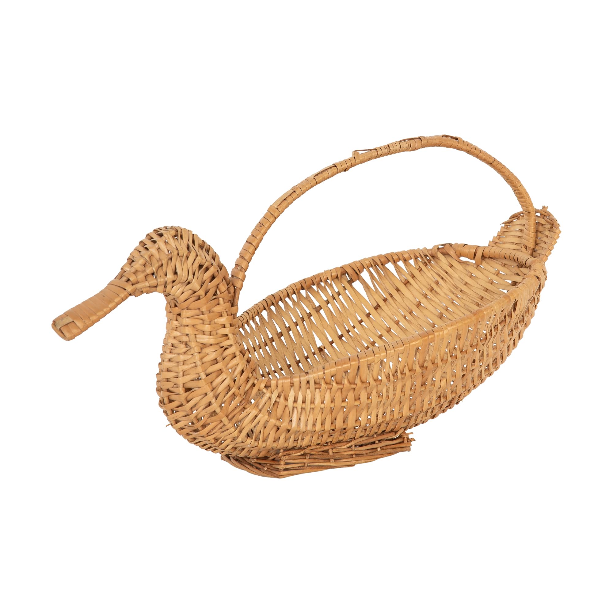 Duck Shape Bamboo cane Basket With Handle for Fruits, Flowers, Bread and Snacks – Handwoven Multipurpose Serving & Storage Basket (Medium)