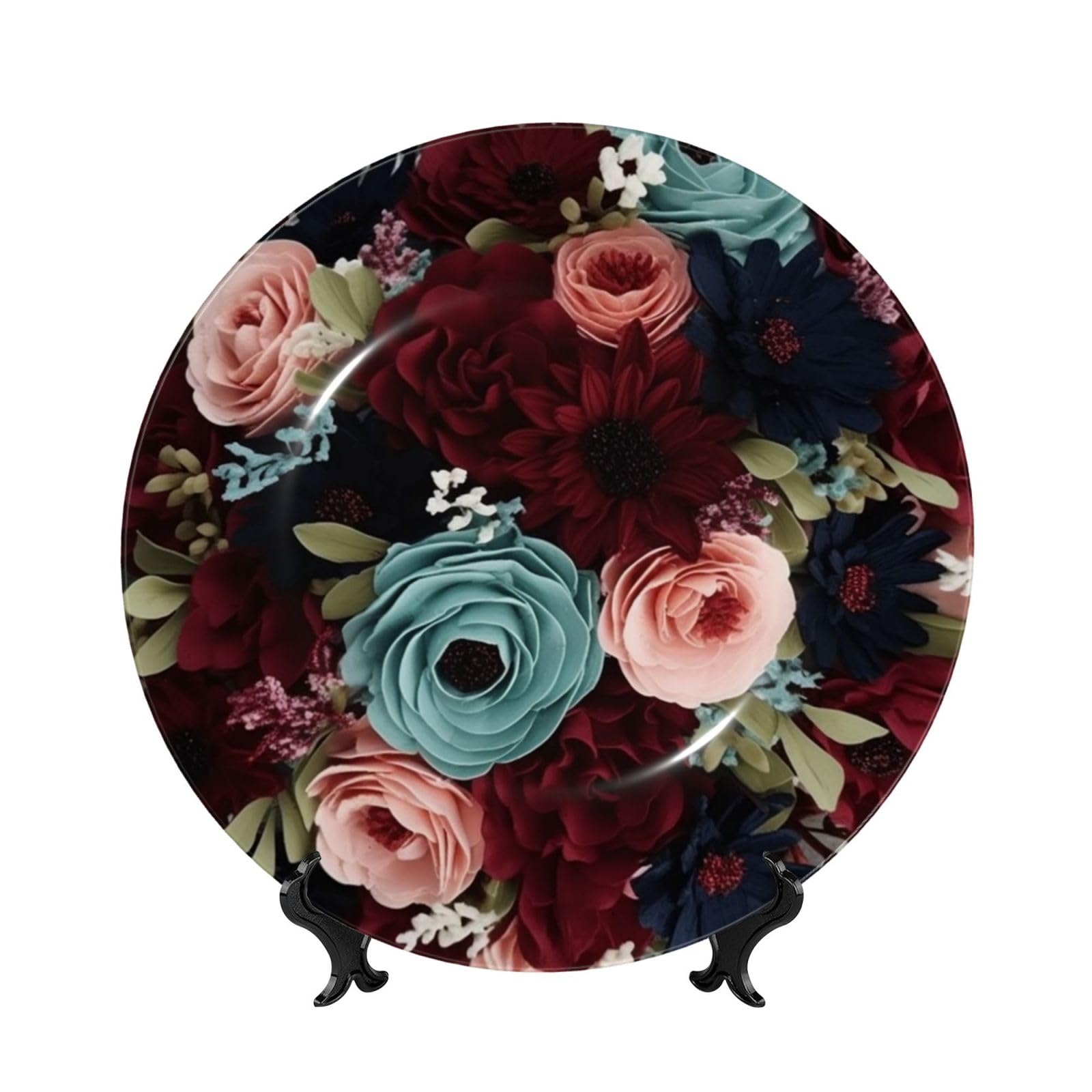 Assiette porcelaine anglaise de 17,8 cm pour meuble vide avec support