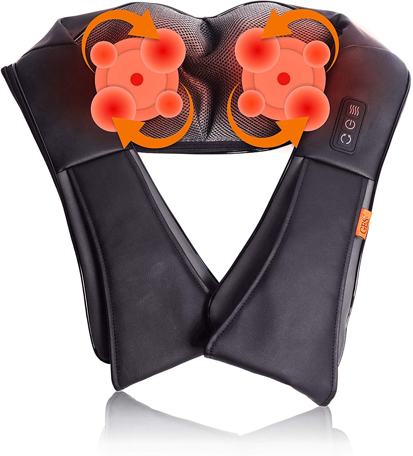 GESS KRAGEN Massagegerät Rücken, Schulter und Nacken, Shiatsu Massage mit Wärmefunktion, 3D-Rotation Massager, Schmerztherapie und Entspannung Zuhause