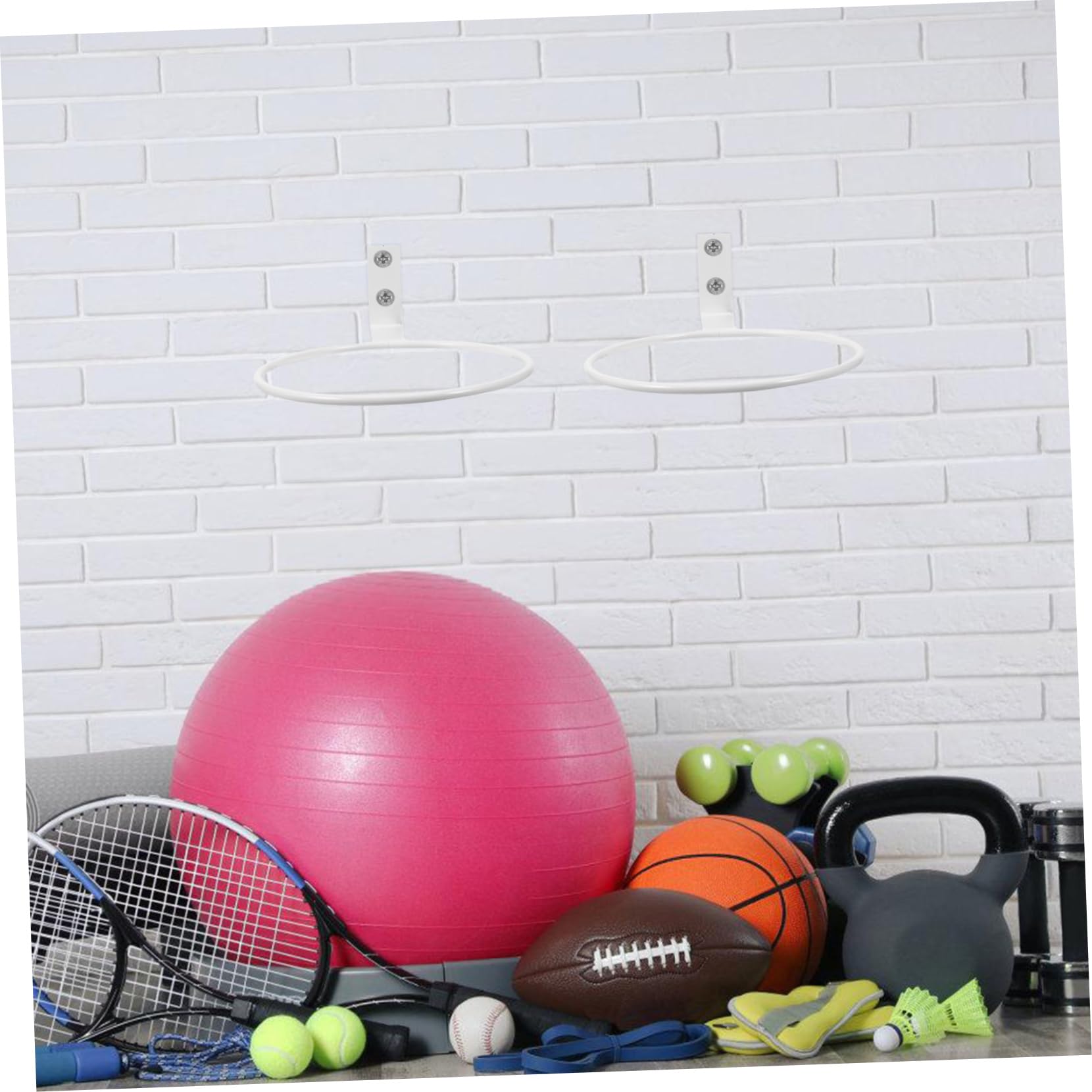 ibasenice 2 Stück Kugelständer aus Eisen zur Wandmontage für Basketball und Fußball Einfache Installation Platzsparend für Zuhause und Aufbewahrung