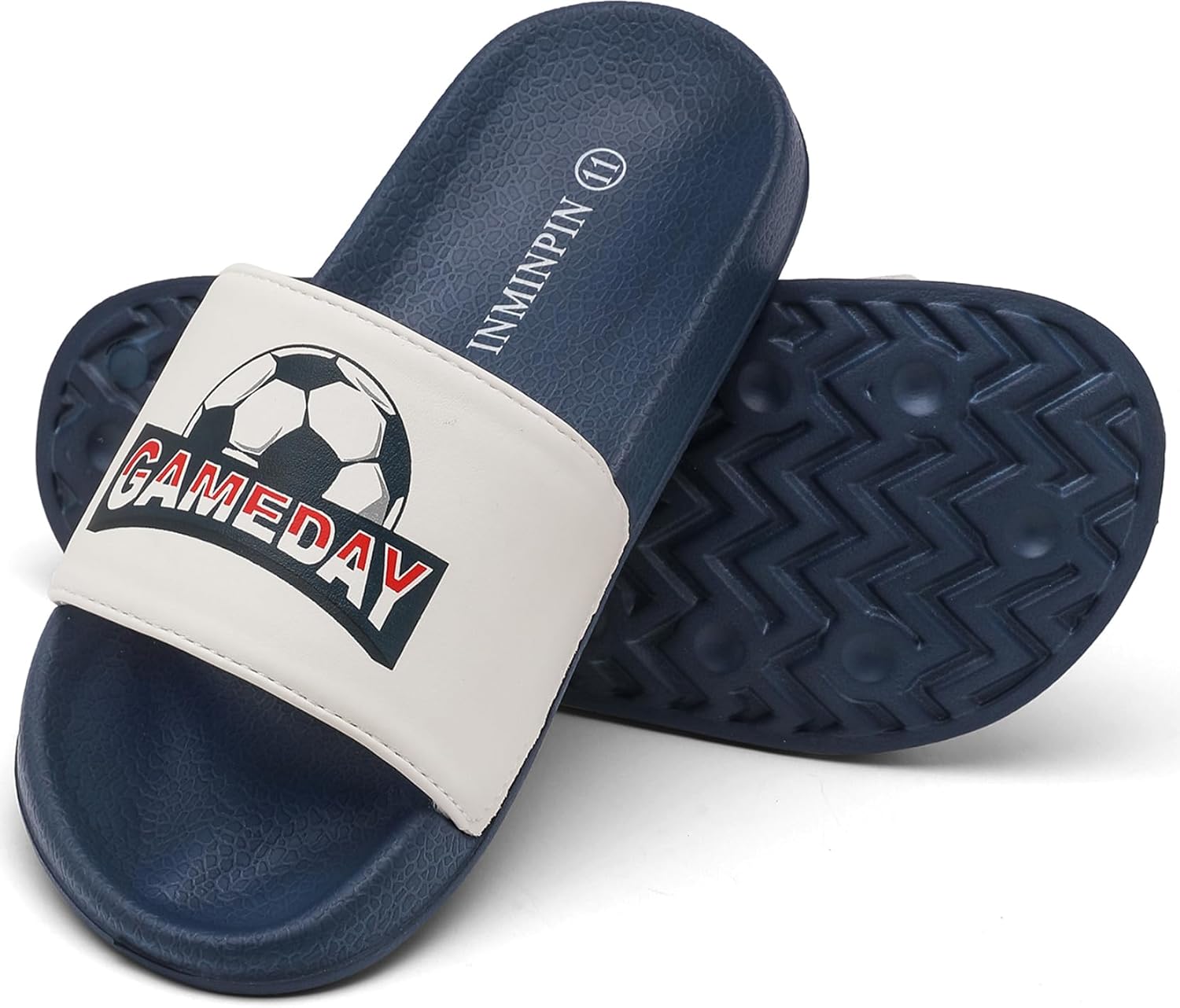 INMINPIN Kids Boys Girls Ball Sprots Slides Sandals Ultra Comfortable Beach Pool Shower Shoes House Slide Indoor Outdoor for Sports Fan Soccer White 4 Big Kid image 4 of 6 B0DQ7KW44Y