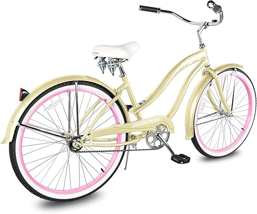 Vista 82 de MICARGI Bicicleta híbrida para adultos de 24/26 pulgadas, bicicleta híbrida de 1/7 velocidades para mujeres, hombres, personas mayores, bicicleta