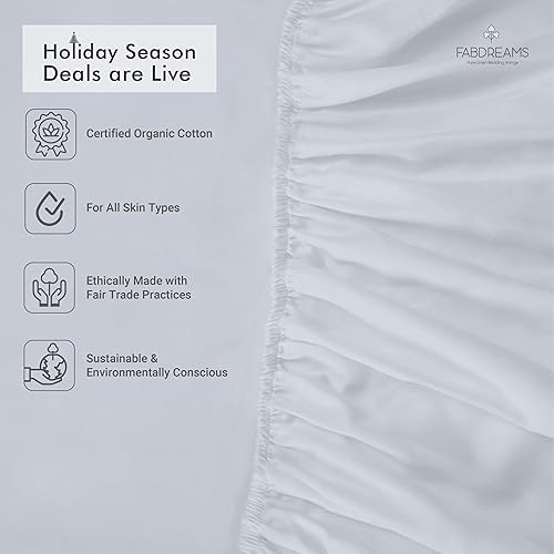 Miniatura 2 de Fabdreams - Juego de sábanas de algodón 100% orgánico, tejido de percal, 4 piezas, 300 hilos, certificado GOTS, transpirable, fresco, acabado de