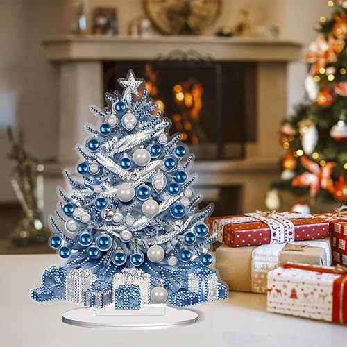 Miniatura 7 de Orgone Pintura de diamantes para árbol de Navidad, kit de adornos de escritorio para adultos, arte de diamantes pintura acrílica por números,