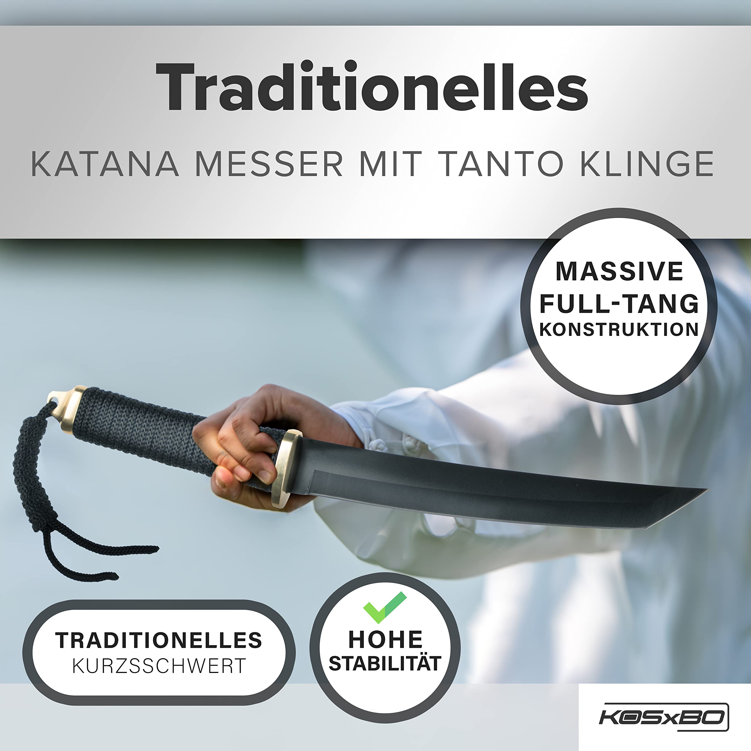 Tanto Messer SCHWARZER Samurai Edition - 35cm kleines Ninja Schwert mit Edelstahlklinge Katana Samuraischwert mit Messerscheide