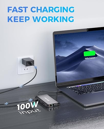 Miniatura 4 de UtechSmart Estación de Acoplamiento para Laptop con Triple Monitor USB-C - Muelle de 11-en-1 con 2 HDMI, VGA, PD3.0, Ranura para Tarjeta SDTF, 4
