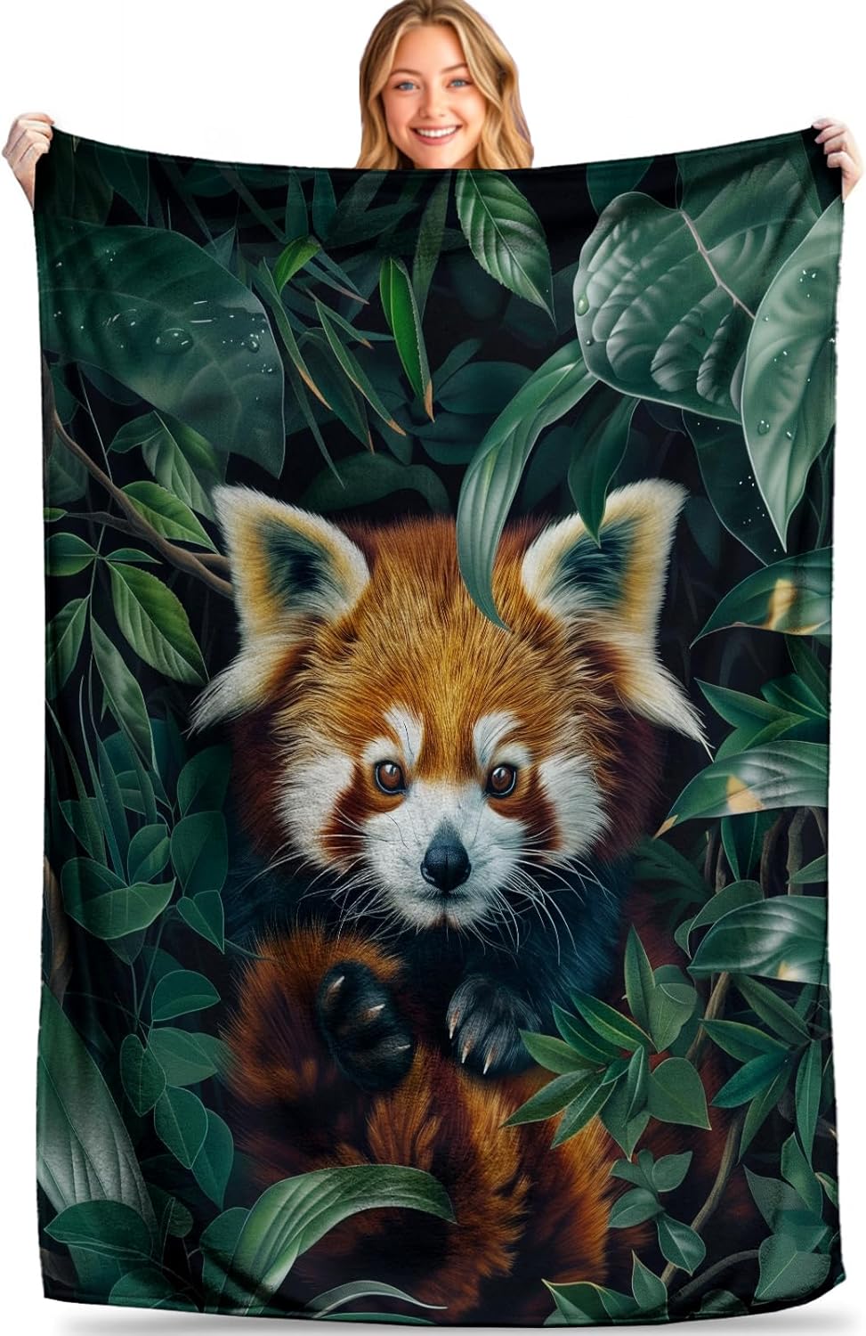 Charming Red Panda Blanket, Soft, Cozy Fluffy Flannel Throw, Lightweight, Warm Plush for Couch, Office, Travel, Fuzzy Jungle Decor, Warm Gift for Wildlife Enthusiasts 60×80 Inch