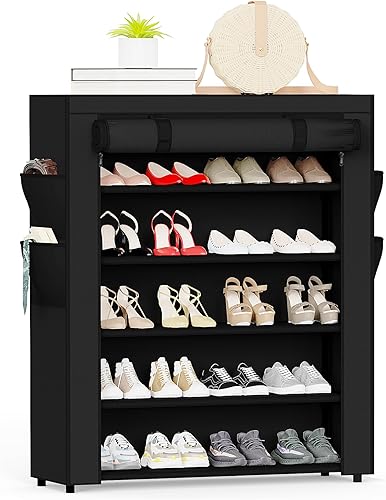 Mavivegue Zapatero con Cubierta, Organizador de Zapatos de 5 Niveles para Entrada, Almacenamiento de Zapatos para Entrada Principal, Clóset