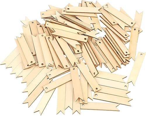 100 etiquetas de madera de color natural para adornar manualidades, para colgar en madera, para decoración de bodas, hechas a mano